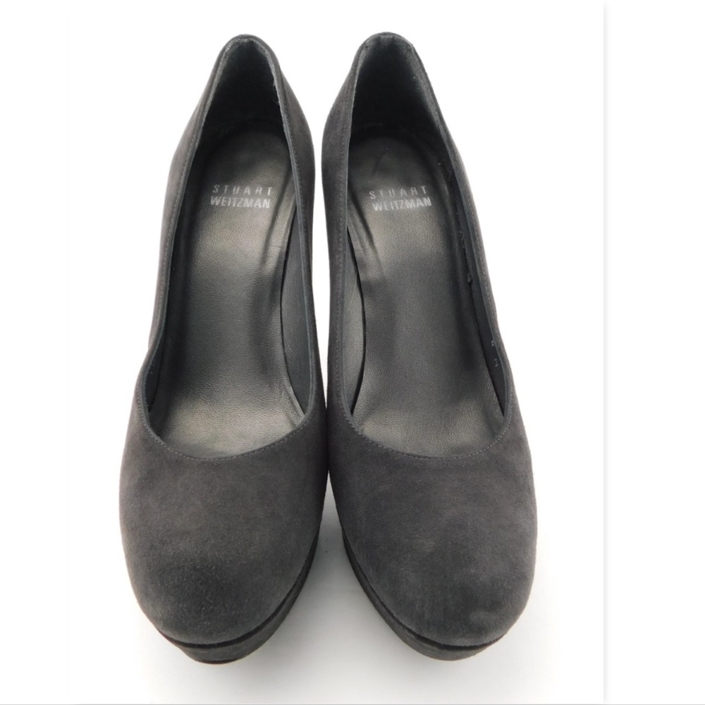 STUART WEITZMAN Gray Suede Leather Platform Heel Pumps 6